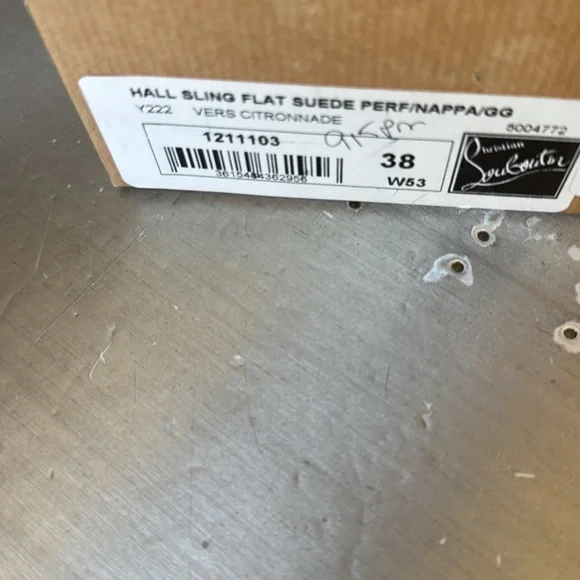 Christian Louboutin hall sling yellow ballet flat perforated citronnade sz 38 - Picture 7 of 9